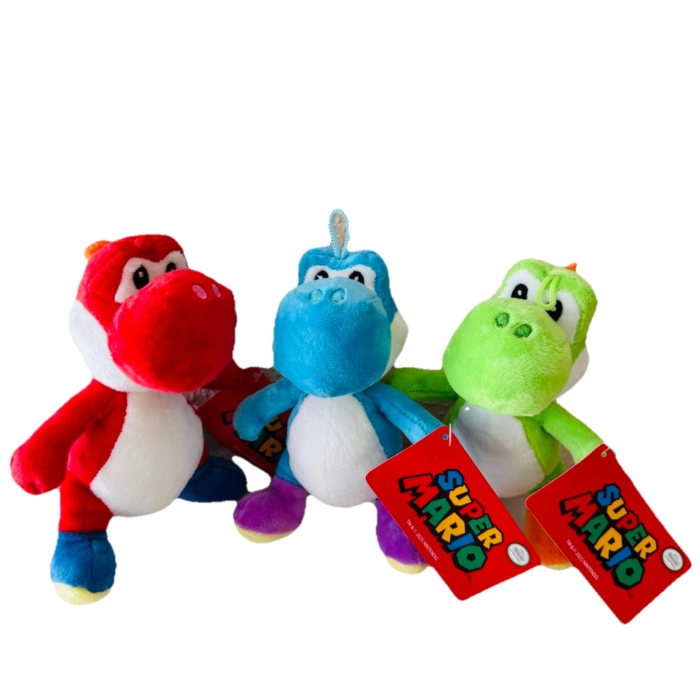 Nintendo Super Mario Set Of 3 YOSHI 7” Plush Green, Blue, & Red New